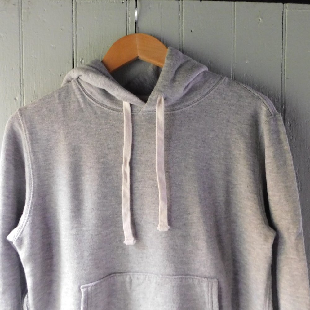 Basic Grey Drawstring Hoodie Sweatshirt - image 2